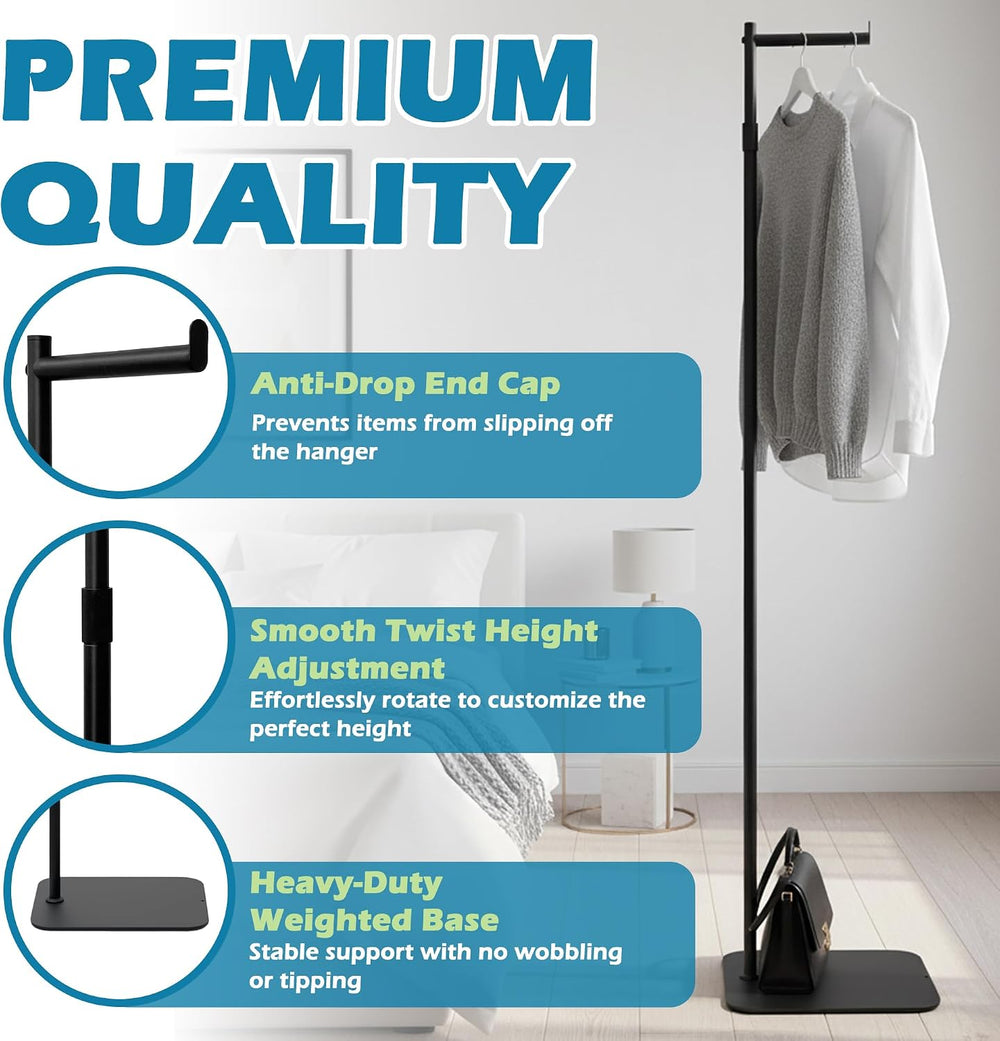 Adjustable Small Clothing Rack, Metal Coat Rack Freestanding Black