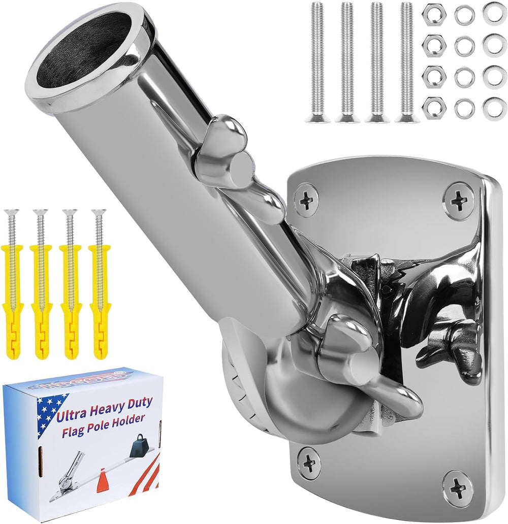 316 Stainless Steel Flag Pole Holder, Marine Grade Ultra Heavy Duty Flag Pole...
