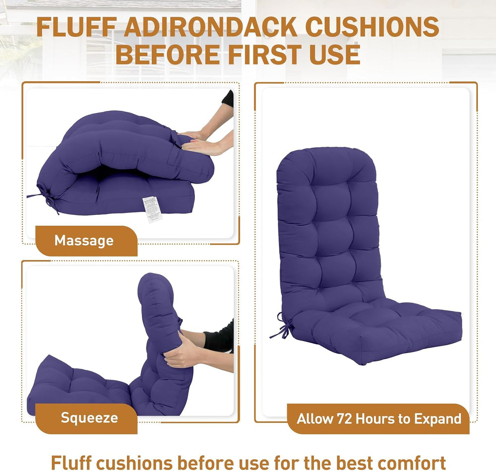 EAGLE PEAK High Back Adirondack Chair Cushions, 5" Thick Non Slip Tufted...