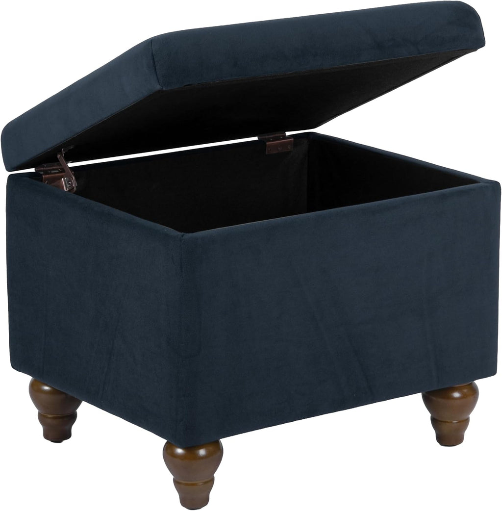 HomePop 22" Medium Rectangular Storage Ottoman - Blue Velvet