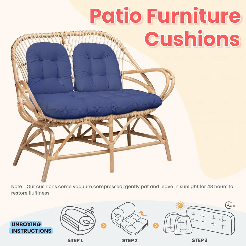 Wicker Chair Cushions 3 Piece Set, Waterproof Outdoor Cushion for Patio Furni...
