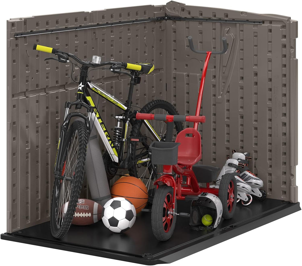 Suncast 5.9 ft. x 3.7 ft Horizontal Stow-Away Storage Shed - Natural Wood-Lik...