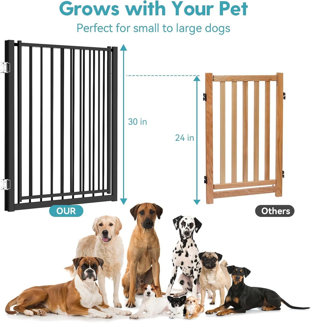 No Pawblems Freestanding Dog Gate with Door for Indoor & Outdoor, 30'...