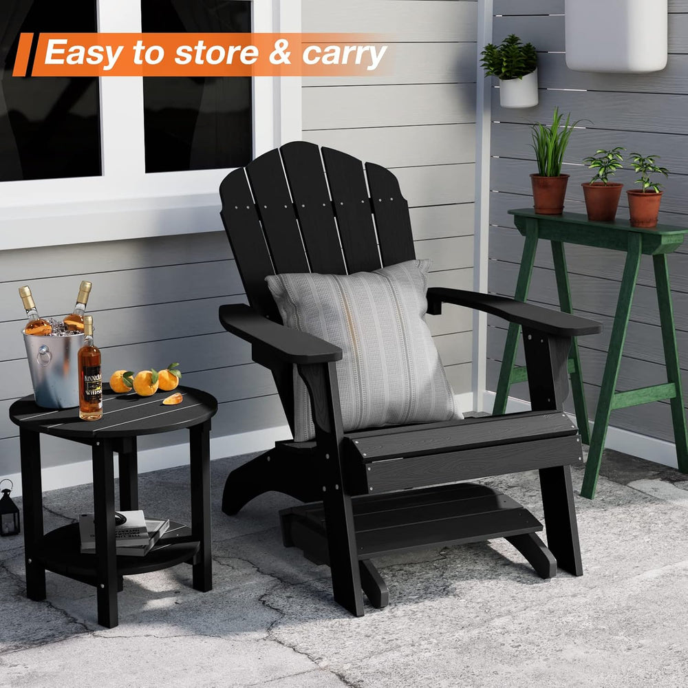 YEFU Folding Adirondack Ottoman Outdoor Set of 2, Black