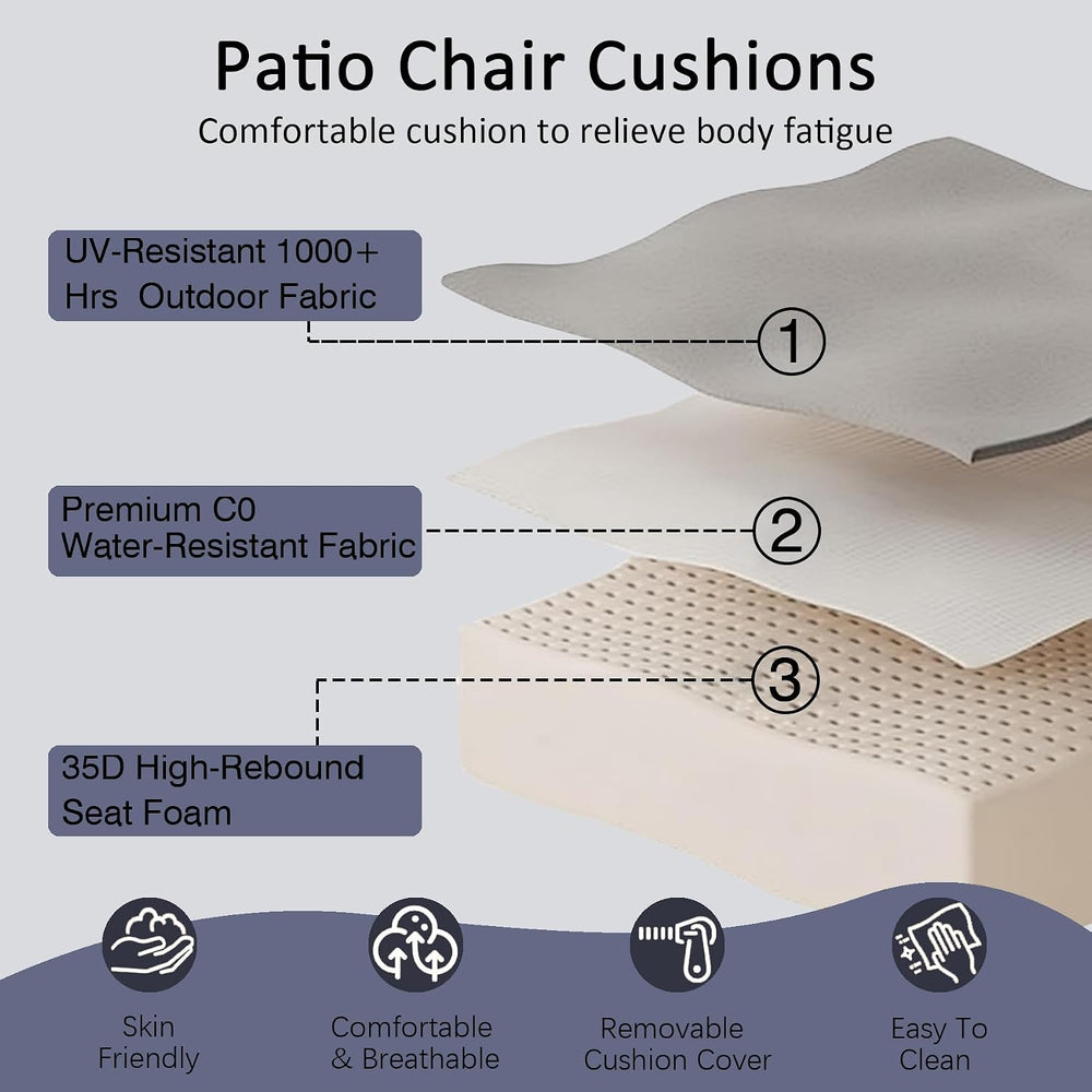 COZYVIDA Outdoor Patio Cushion Set, 20.5x21.5x3.5 Inch, Sky Blue