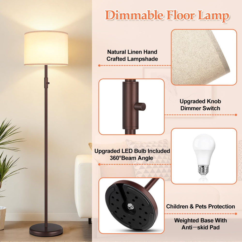 【Upgraded】 Dimmable Floor Lamp, Modern Floor Lamps for Living Room, Standing ...