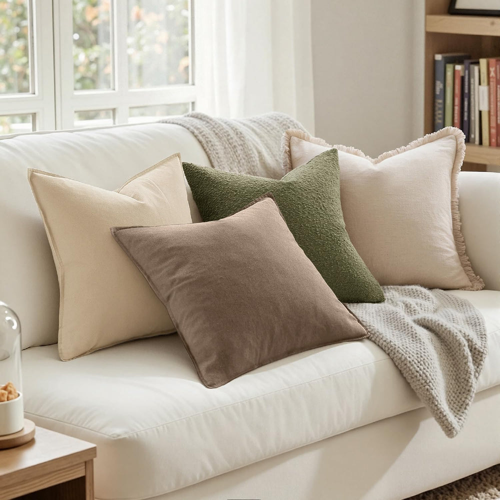 MIULEE Euro Shams Decorative Linen Pillow Covers 26x26 Inch Coco Brown