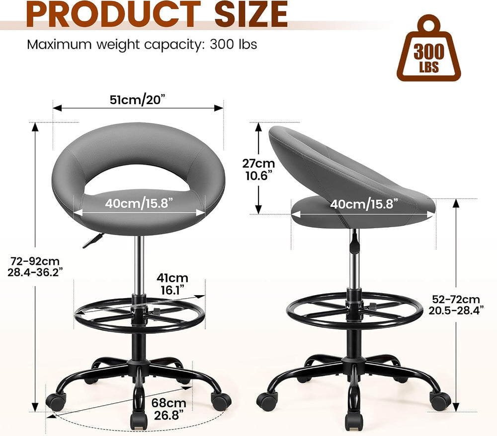 Drafting Chair for Standing Desk, Counter Height Rolling Stool