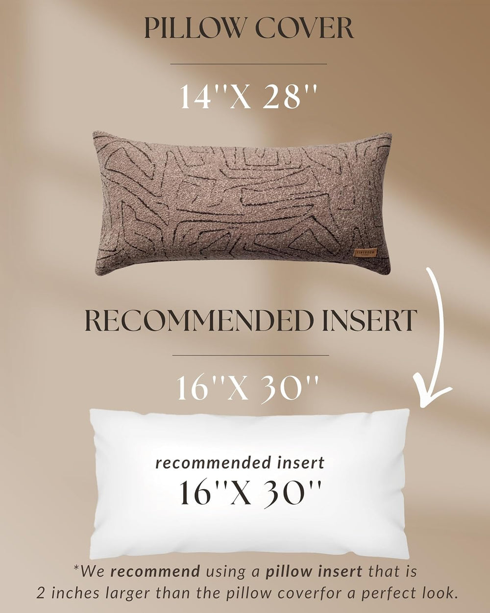 Throw Pillow Covers, Pack of 1, Amorf, Brown, 14"x28"