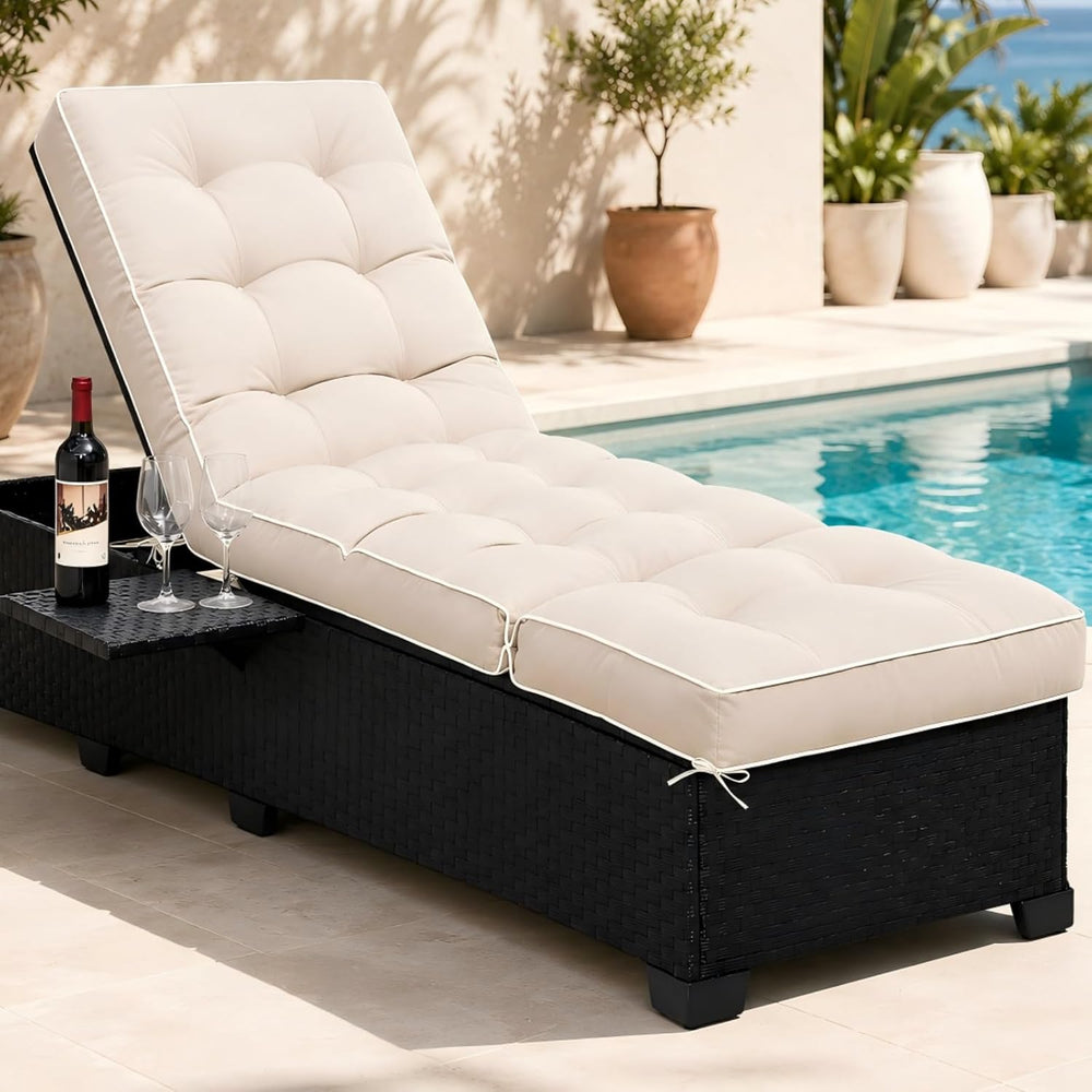 Outdoor Chaise Lounge Chair Cushion, Waterproof Non-Slip Patio Chaise Lounge ...