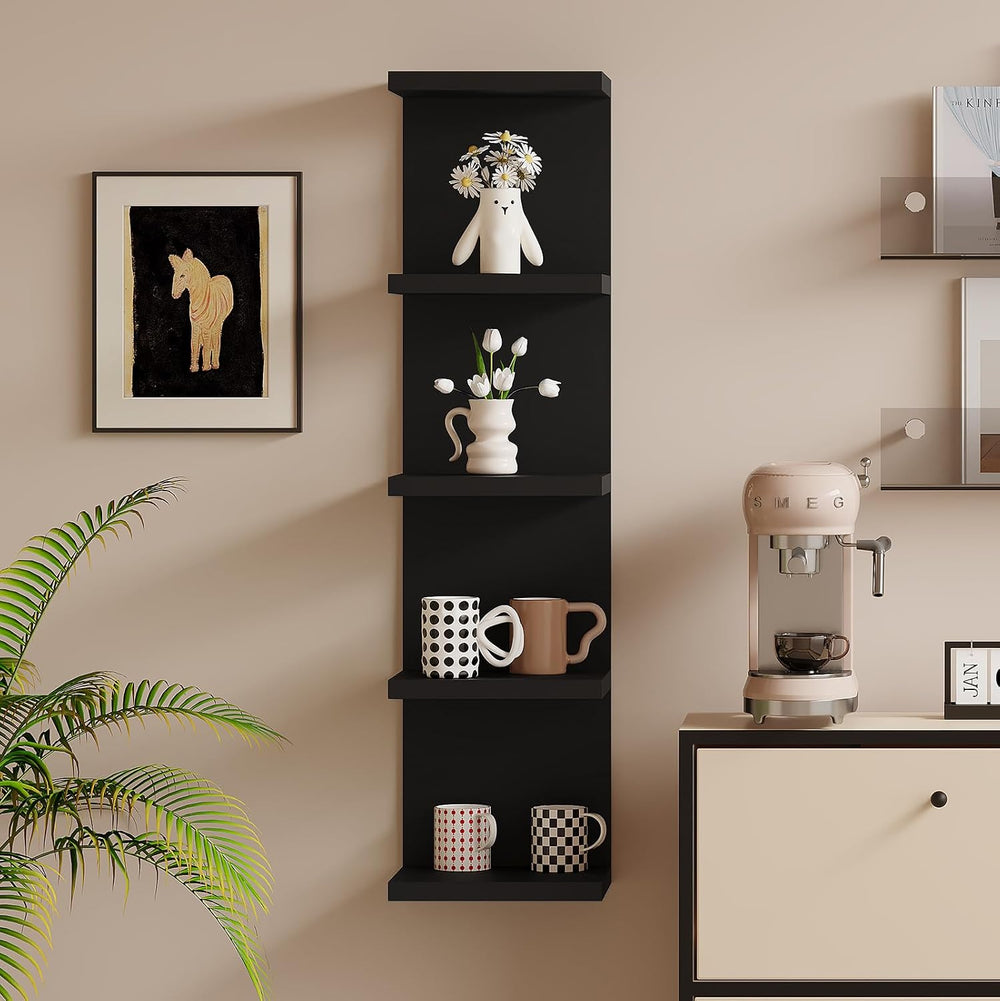 LitaEther 5 Tier Lack Floating Shelf, Black Wall Shelf Unit,Display Shelf