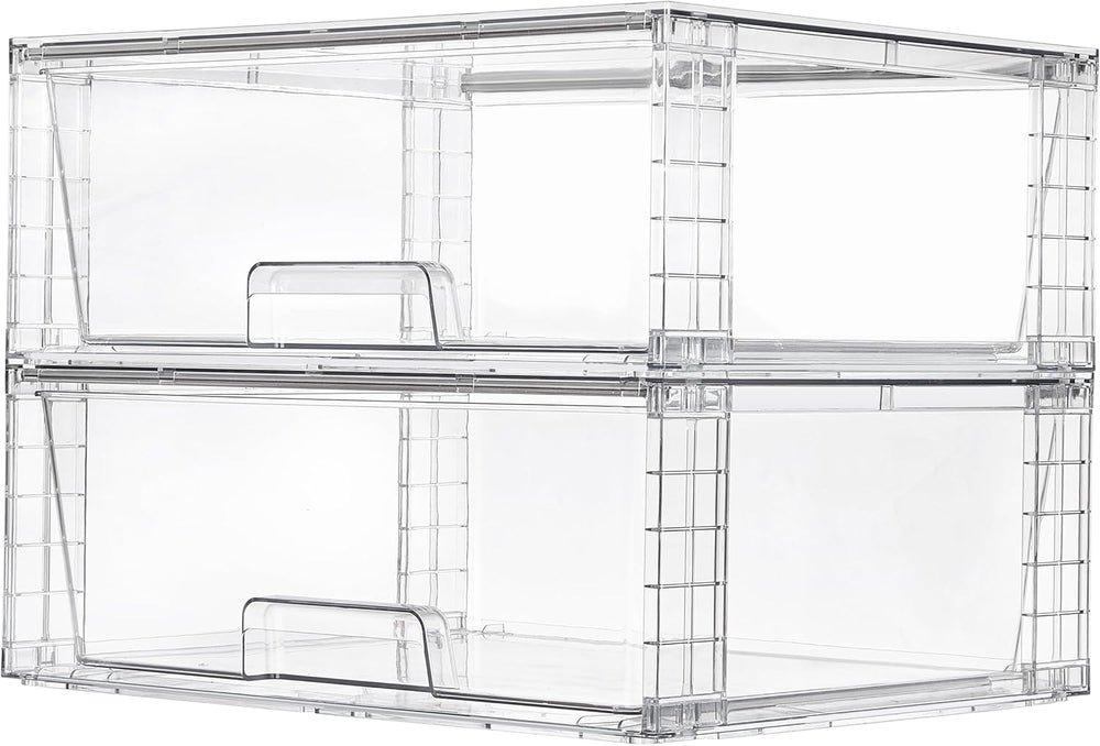 Vtopmart 2 Pack Large Clear Stackable Plastic Storage Drawers for Closet