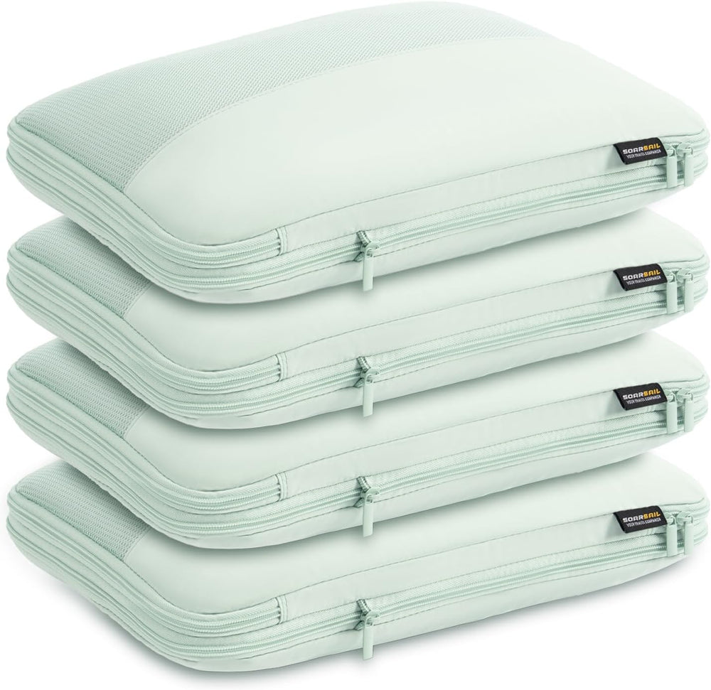 4 Large Compression Packing Cubes for 7–14 Day Travel, Light Green