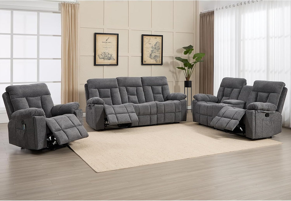 CANMOV Reclining Sofa Set, 3 Pieces Recliner Sofa Set, Power Lift Recliner Ch...