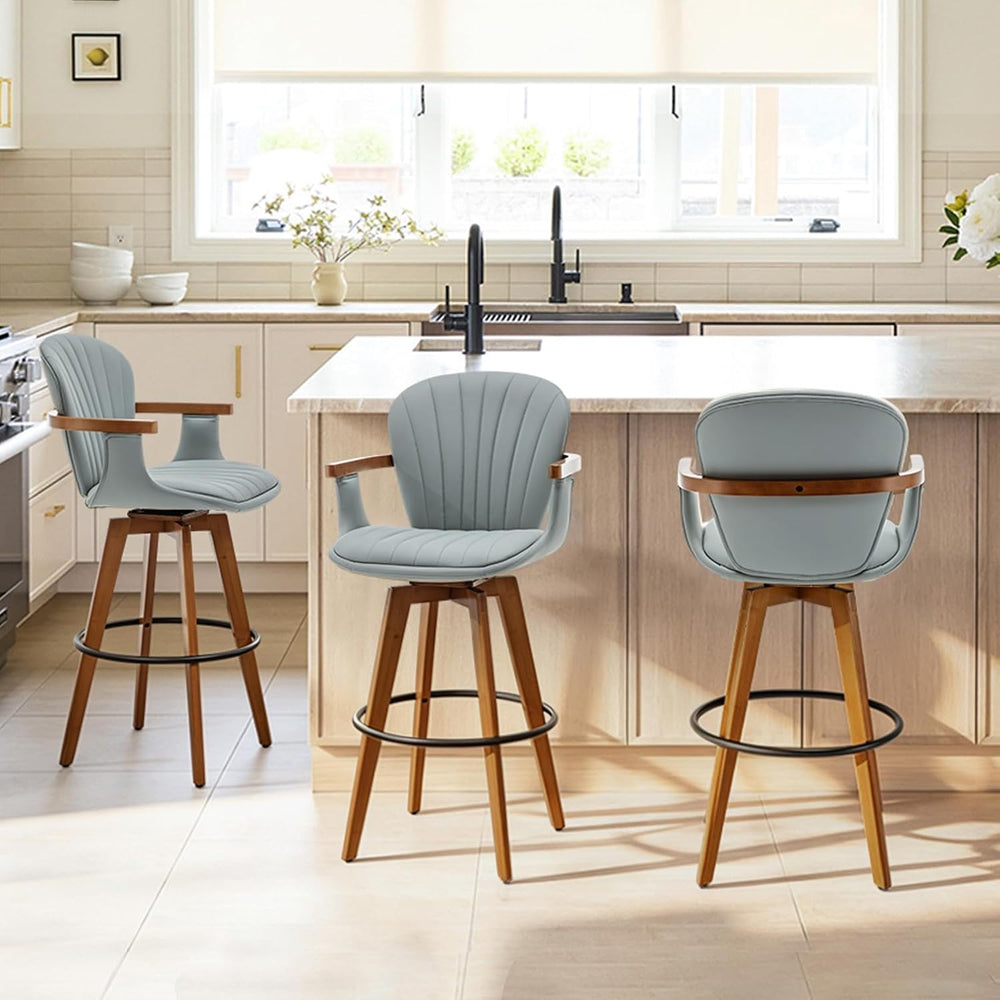 LUNLING 26” Counter Height Stools Set of 2,Mid Century Modern Bar Stools,Blue...