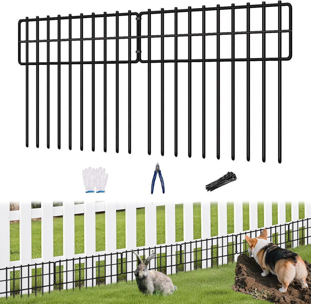KYATE Garden Fence Animal Barrier, 46 Panels No Dig Fence 65.2ft(L) x13in(H),...