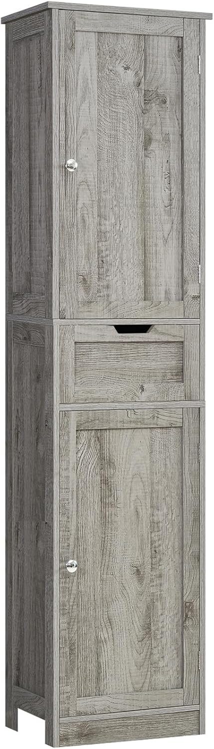 Iwell 66.9" Tall Bathroom Storage Cabinet with 2 Doors & 1 Drawer