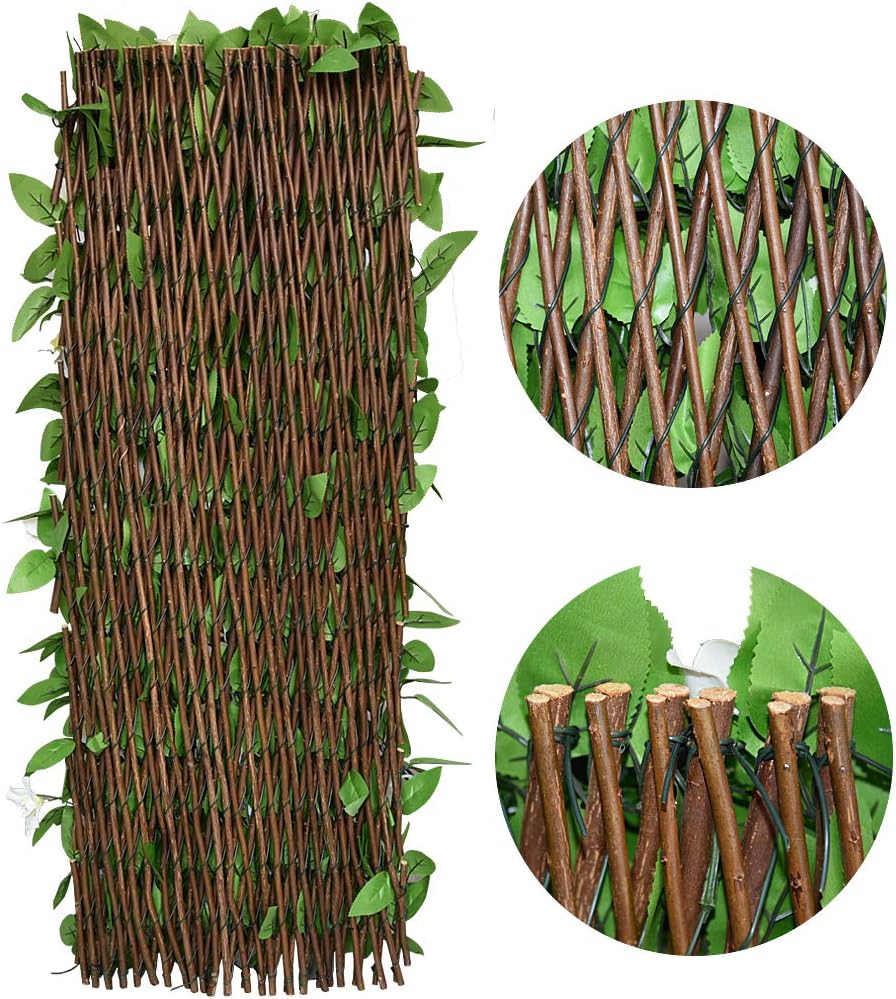 Expandable Faux Ivy Fence,Artificial Privacy Screen Decor for Outdoor Wall, B...