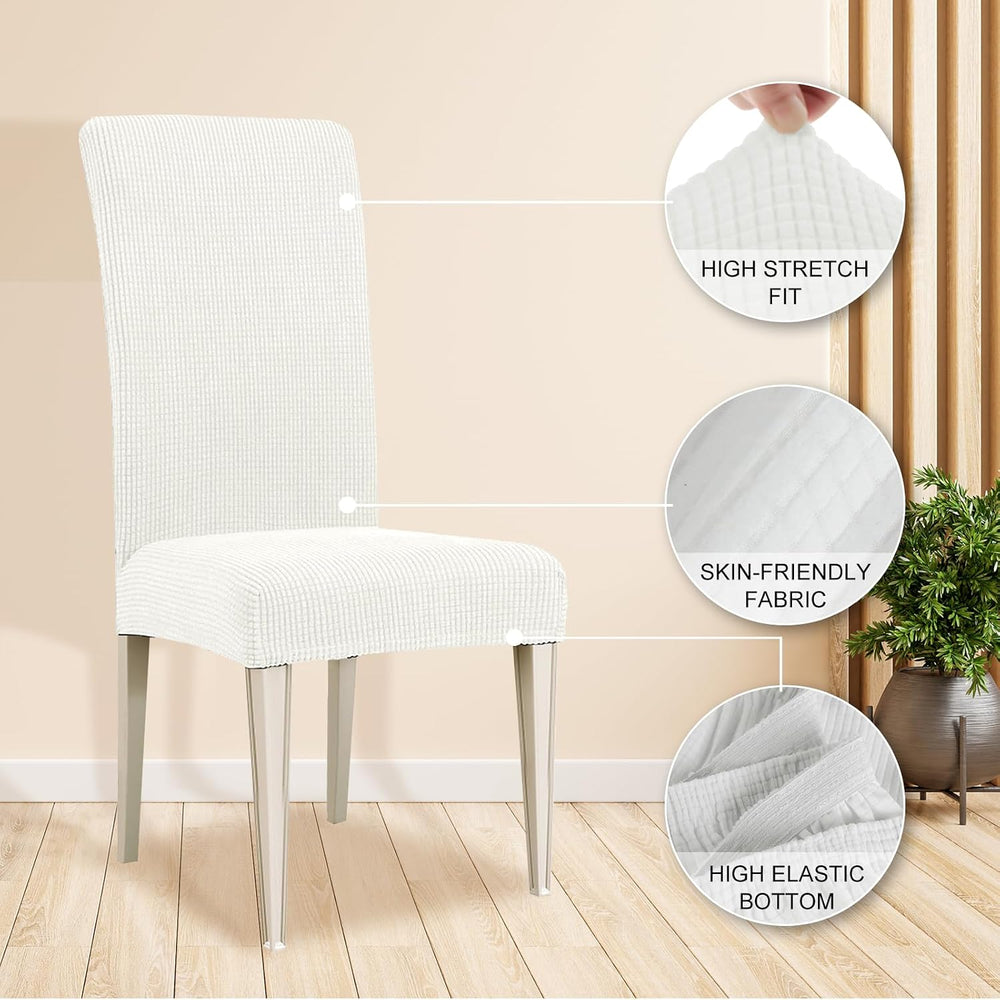 Chair Covers for Dining Room Set of 6, Stretch,White