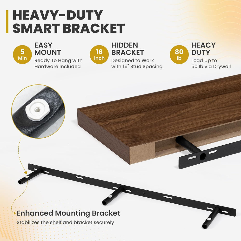 Acovy 48 Inch Floating Shelves, 9.3" Deep Floating Shelf Wall Mounted, 4...