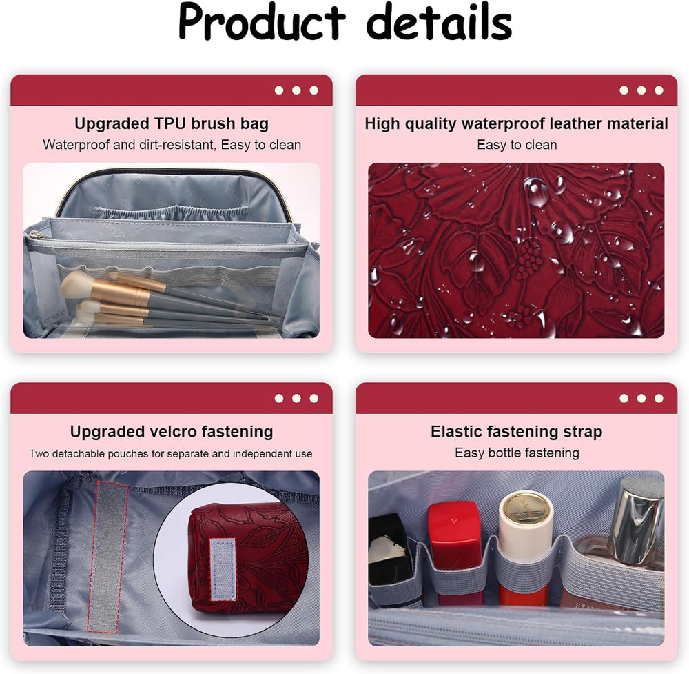 BOYATU Travel Makeup Bags Cosmetic Organizer Bag: 3-Set Make up Bag