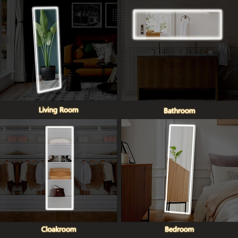 Sweetcrispy LED Full Length Floor Mirror, 65"x21" Lighted Full Body...