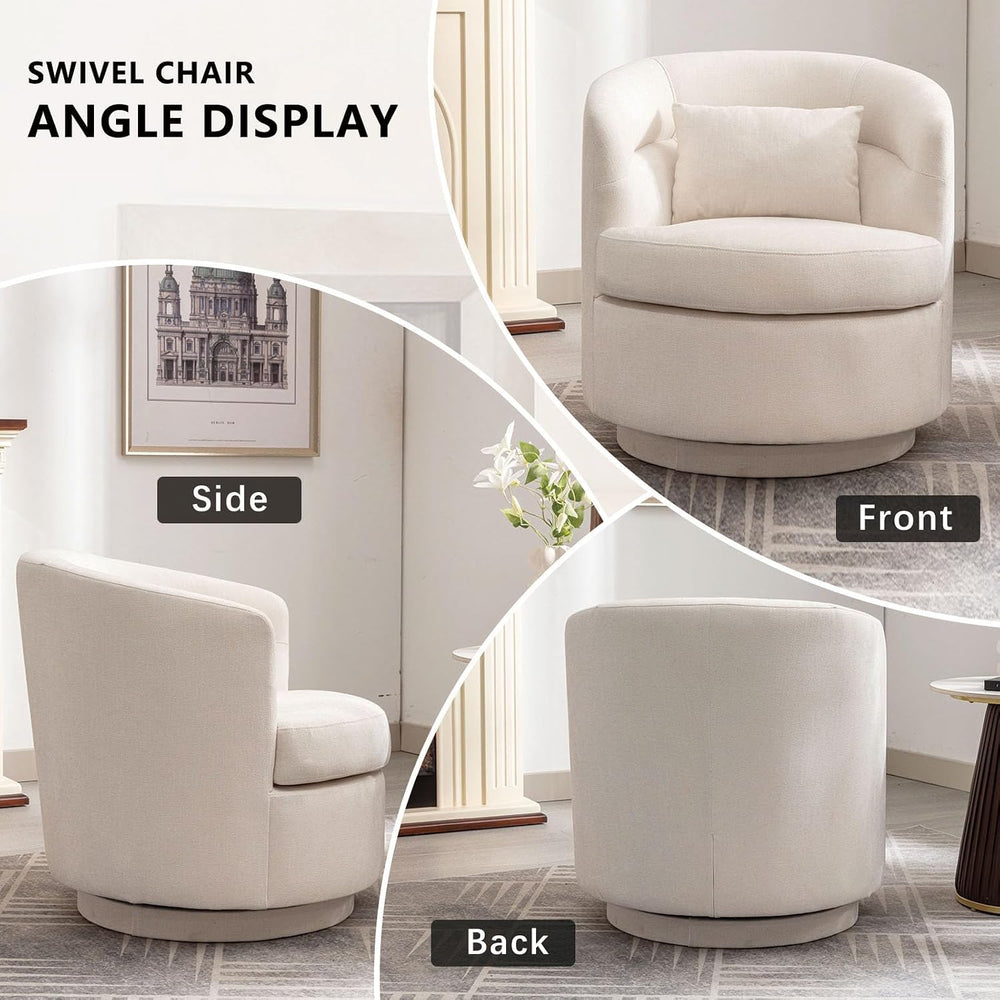 CANMOV Swivel Accent Chair, 360 Degree Round Swivel Barrel Chair with Pillow,...