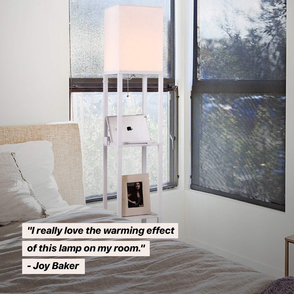 Brightech Maxwell Charger - Modern Shelf Floor Lamp with USB Charging Ports &...