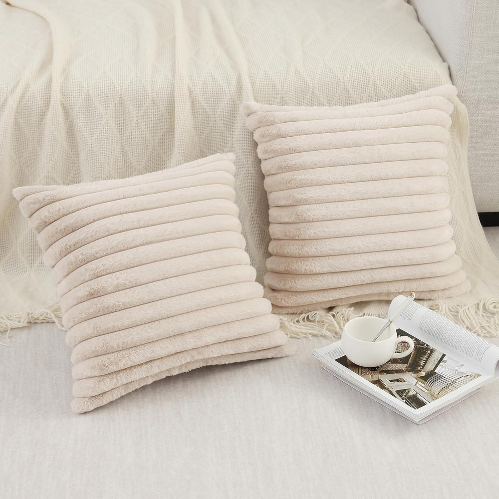 Pallene Faux Fur Decorative Throw Pillow Covers 26x26 Set of 2, Apricot