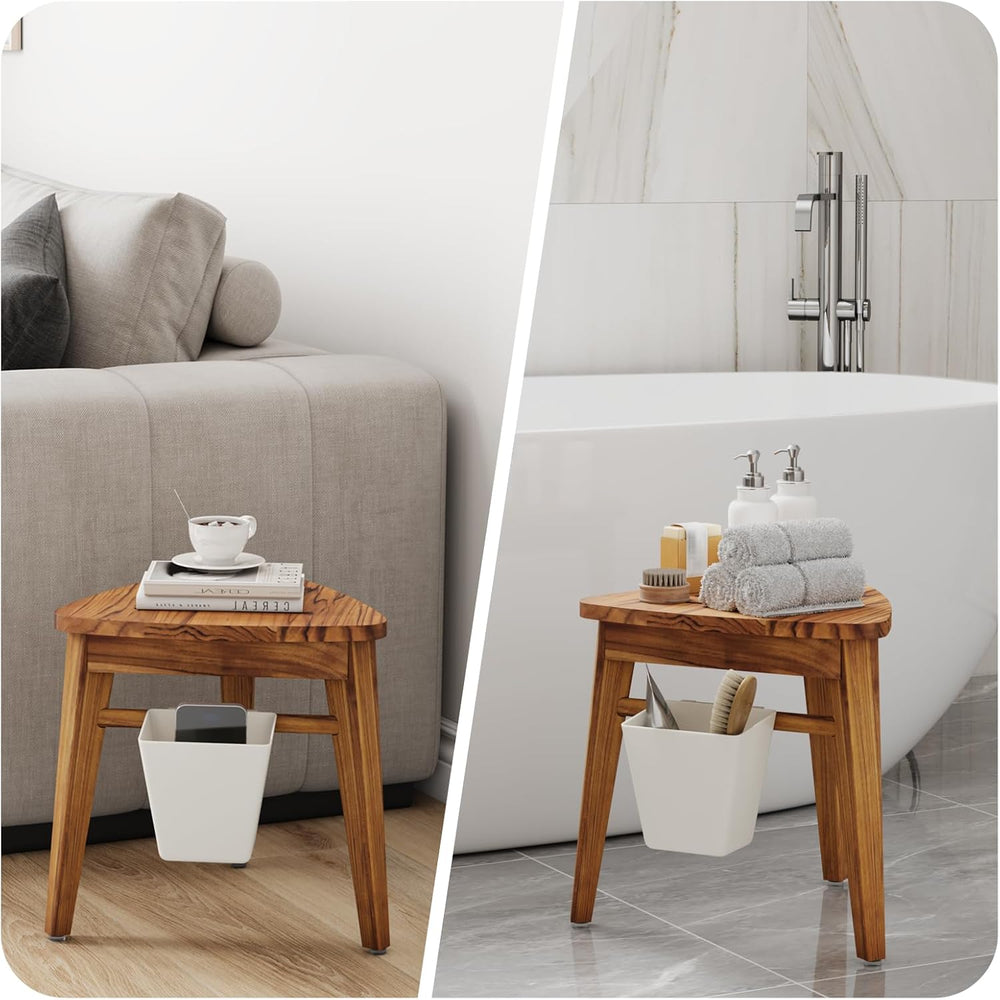 Kiasthome Teak Shower Bench, Waterproof Bathroom Teak Corner Shower Bench, St...