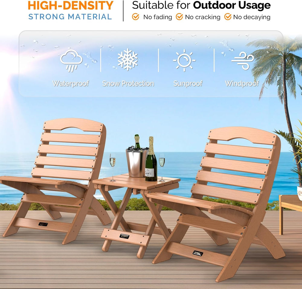 VINGLI Small HDPE Folding Side Table, Plastic Waterproof Portable Adirondack ...