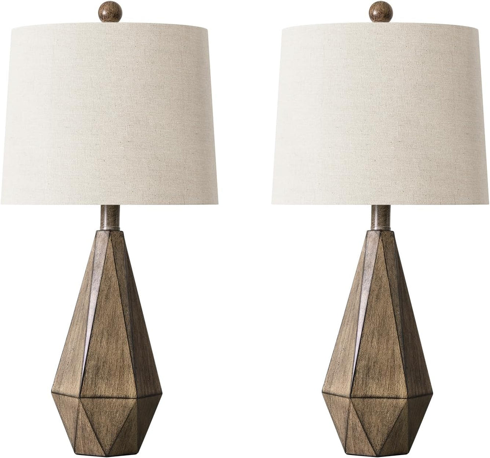 PoKat 23'' Farmhouse Table Lamps Set of 2, Brown Rustic Lamps for Liv...