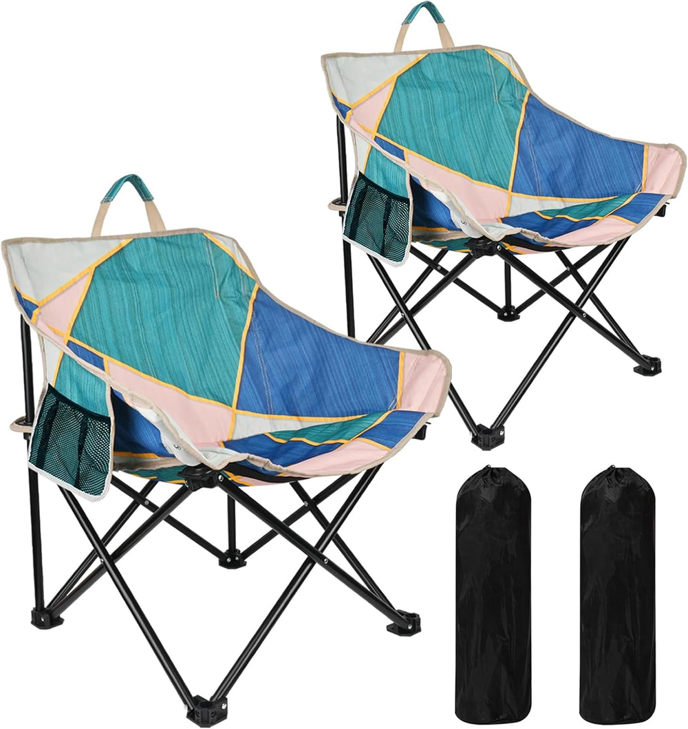 2 Pack Camping Chair for Adults, Portable Folding Sofa Chair, Easy Set Up Pat...