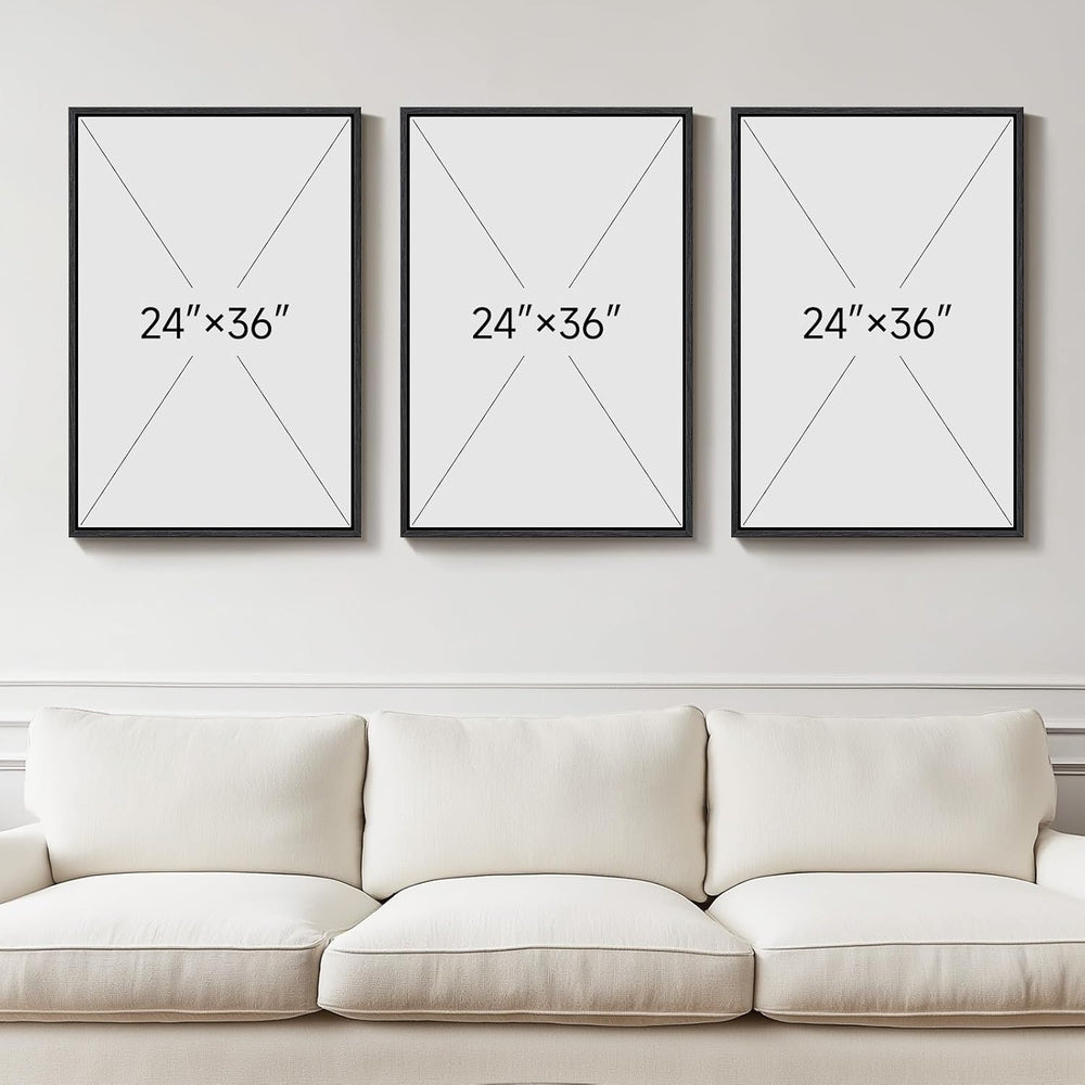 Large Framed Modern Abstract Wall Art for Living Room, 3 Piece 24x36 In