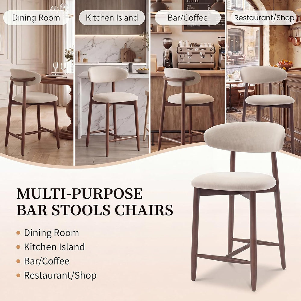 MALOL Counter Height Bar Stools Set of 3, Kitchen Bar Stools with Back, Mid C...