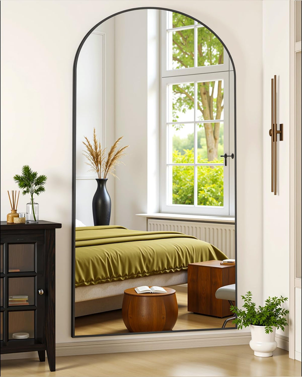 Suidia 76" x34” Arched Full Length Floor Mirror, Black Full Body Mirror