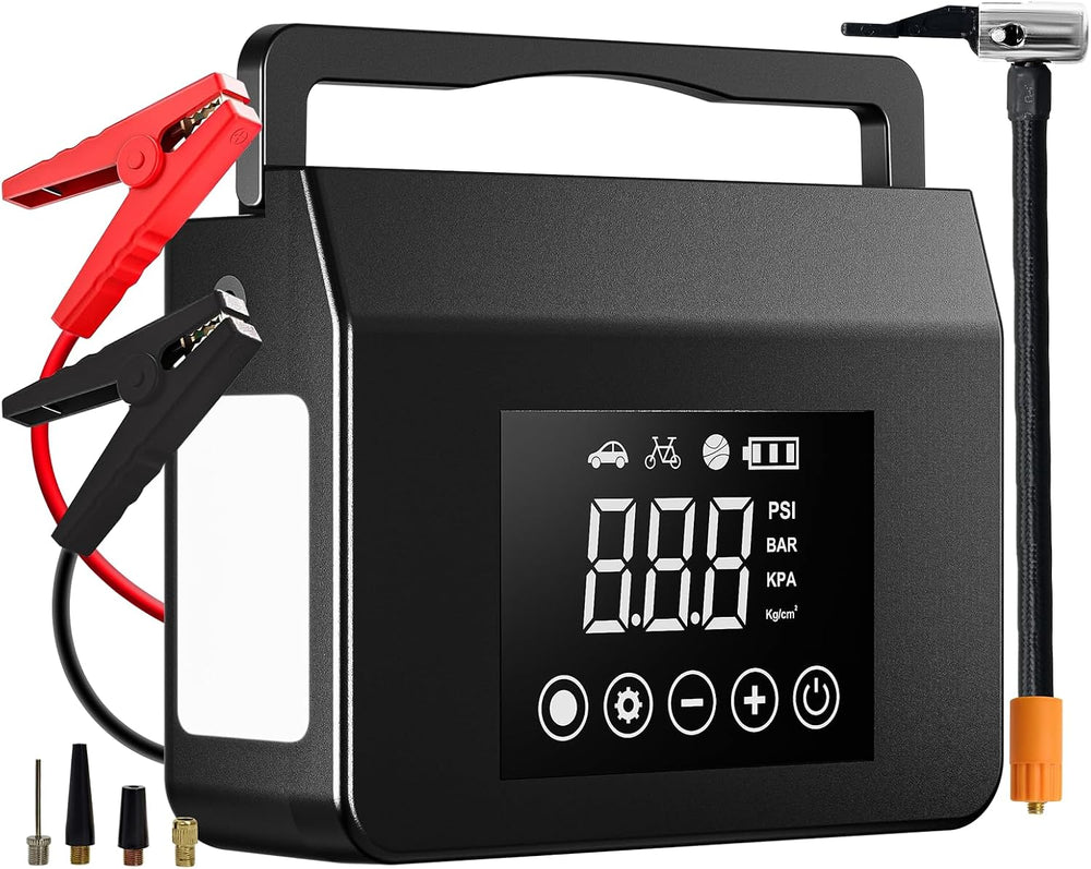 Hieha Portable Car Battery Jump Starter with Air Compressor, 4000A Peak