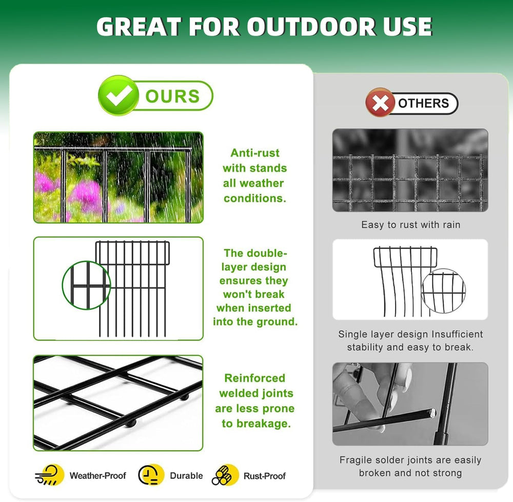 25 Panels Garden Fencing Animal Barrier, 17in (H) X 27ft (L) No Dig Dog Fence...