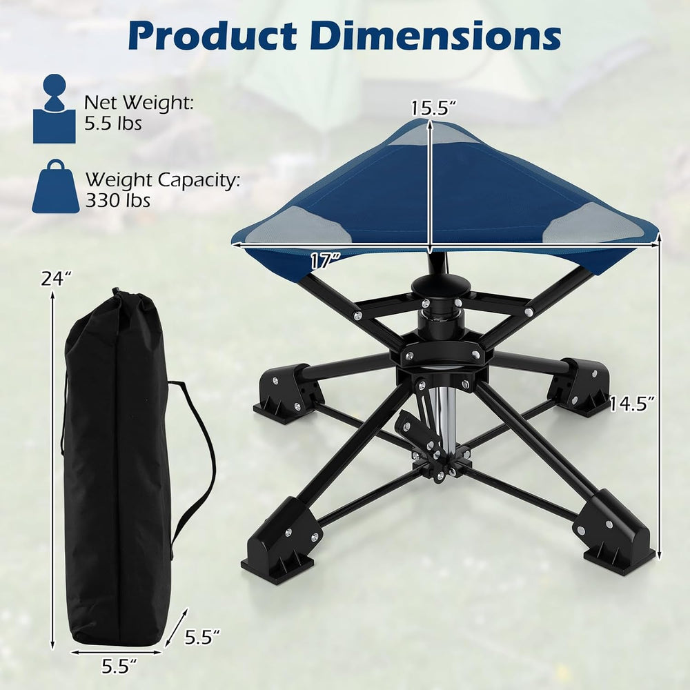 Tangkula 360° Swivel Foldable Camping Stool with Anti-Sink Feet, Blue