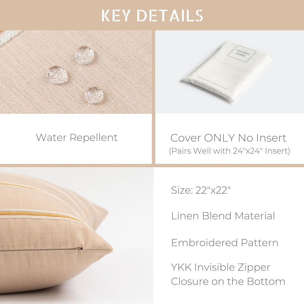 Crumbs Home Modern Farmhouse Fall Linen Indoor Outdoor Throw Pillow Cover Onl...