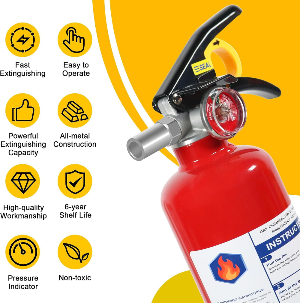 2 Pack ABC Dry Chemical Fire Extinguishers with Mount