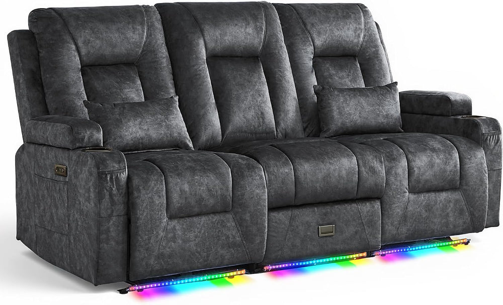 URRED Wall Hugger Power Reclining Loveseat Sofa，Gray：77.3" - 3 Seats