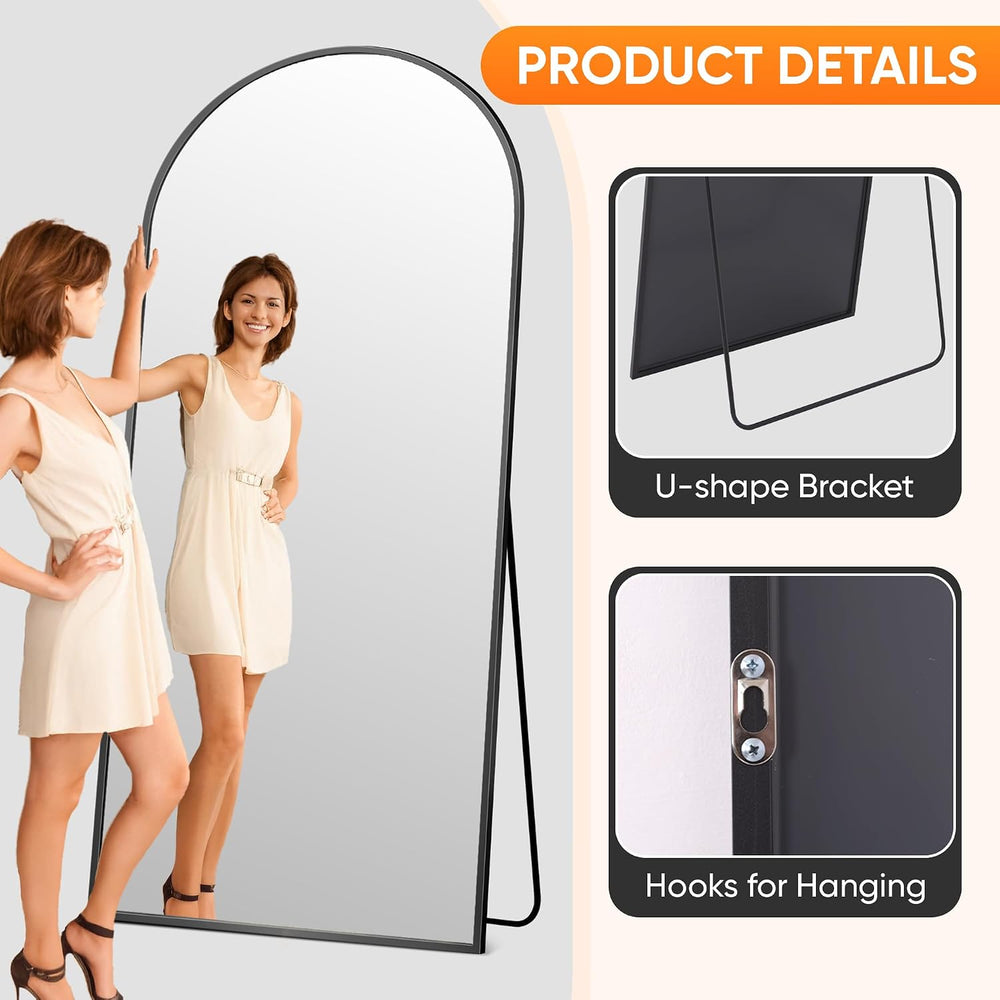 Suidia 81" x41” Arched Full Length Floor Mirror, Black Full Body Mirror