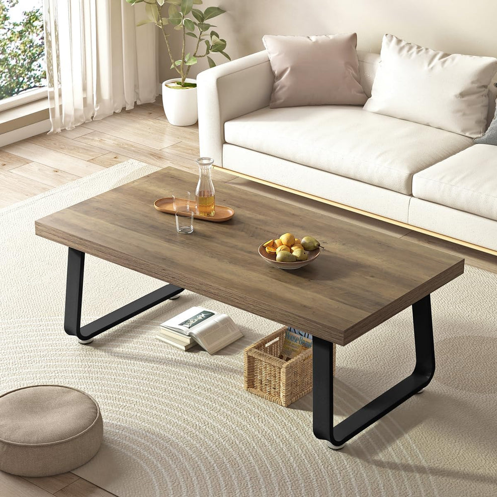 HSH 47" Wood Rectangle Coffee Table for Living Room, Rustic Oak