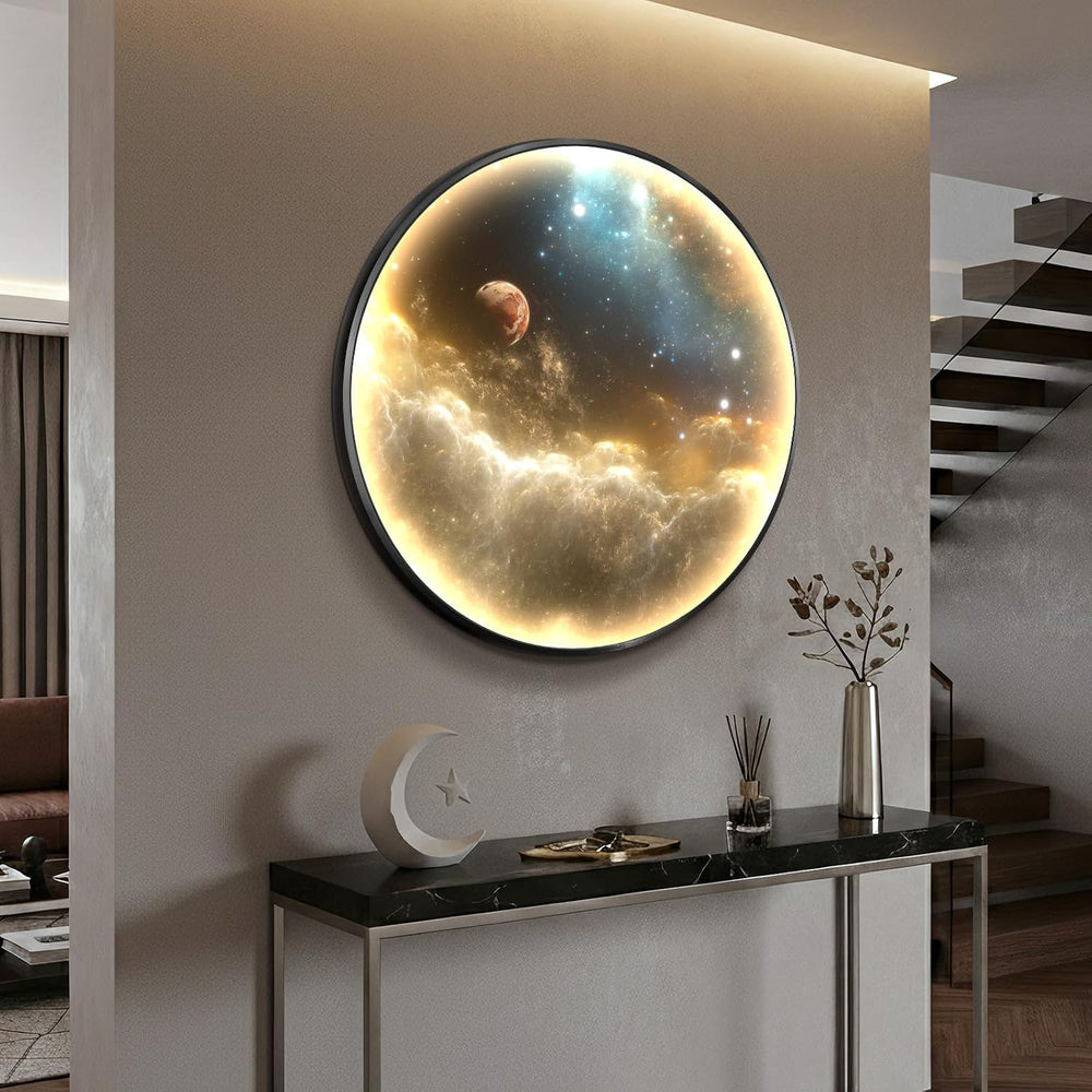 Framed LED Space Wall Art for Living Room, Modern Galaxy Artwork, 30x30 In