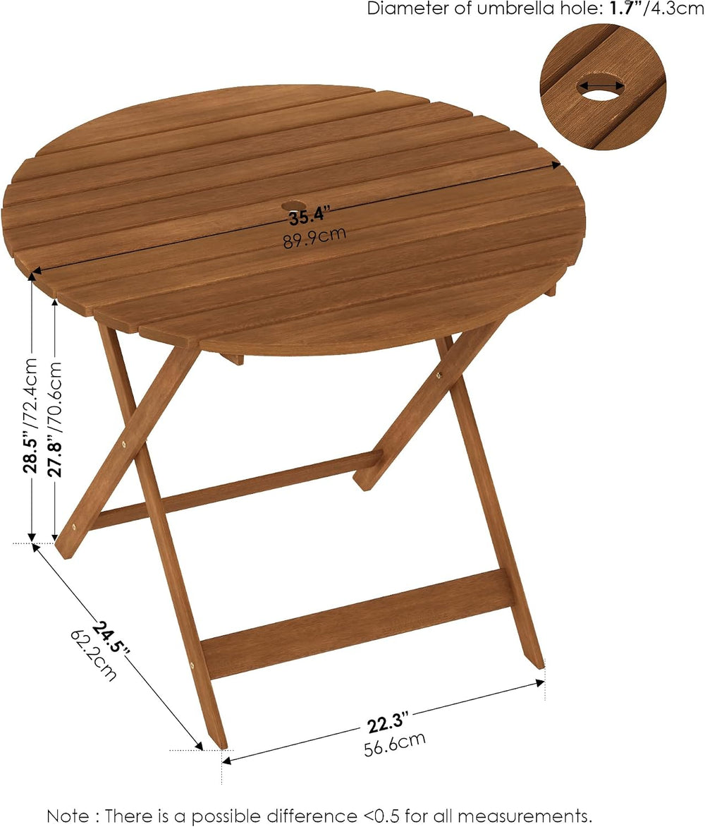 Furinno TIOMAN Outdoor Foldable Patio Table, Natural