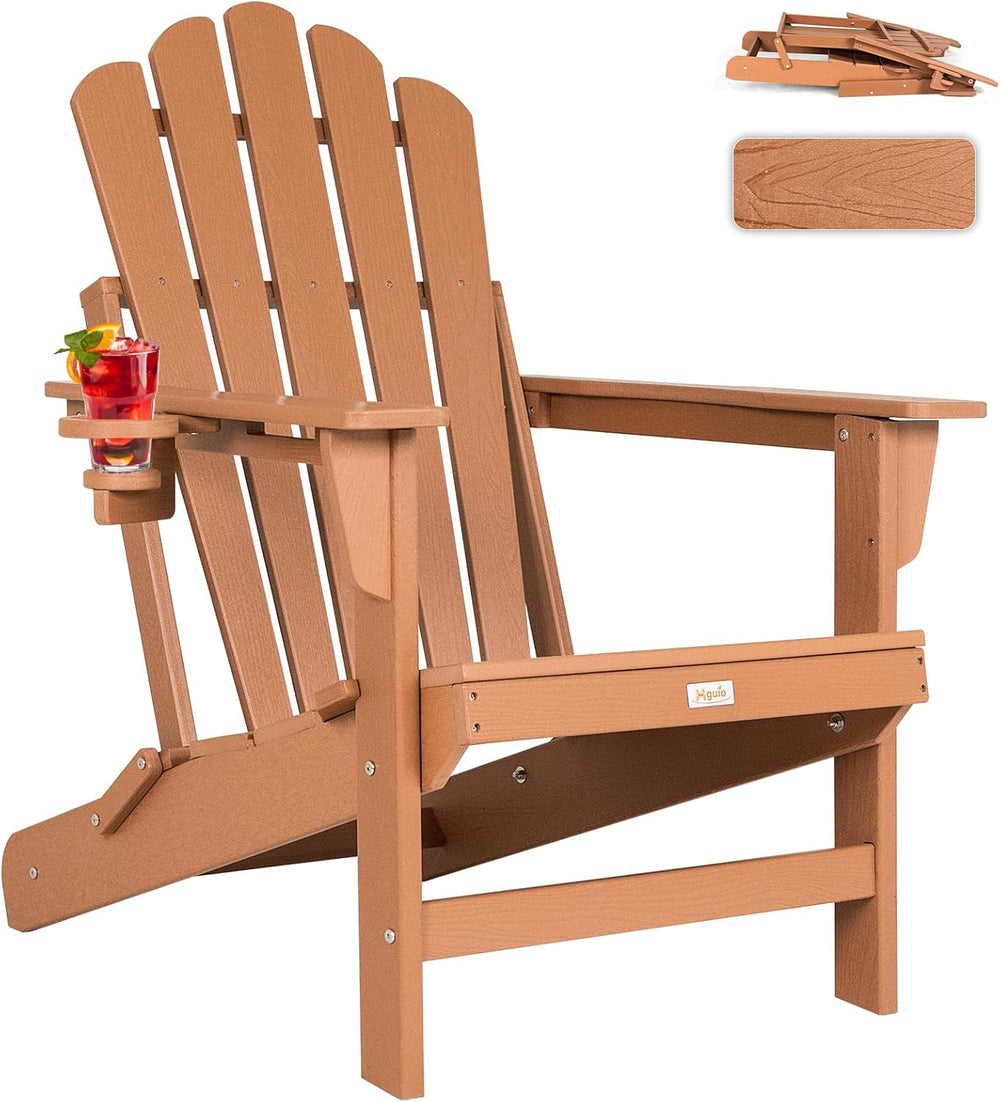 Oversized Folding Adirondack Chair, HDPE Fire Pit Chair Holds 400 LBS