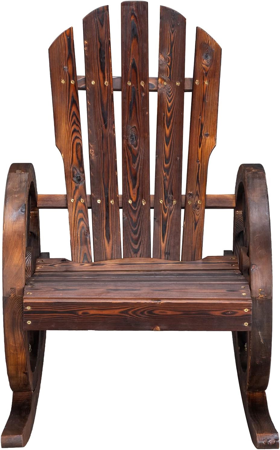Outvita Adirondack Rocking Chair with Wheel Armrest for Garden Patio