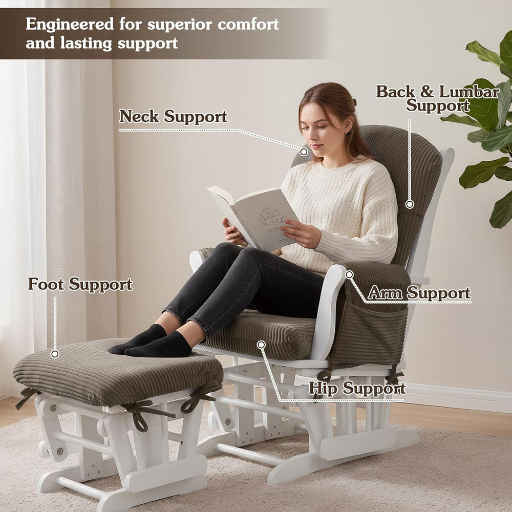 ANMINY 5PCS Glider Rocker Cushion Set, 29.5" H Back 3.9" Thick Ligh...