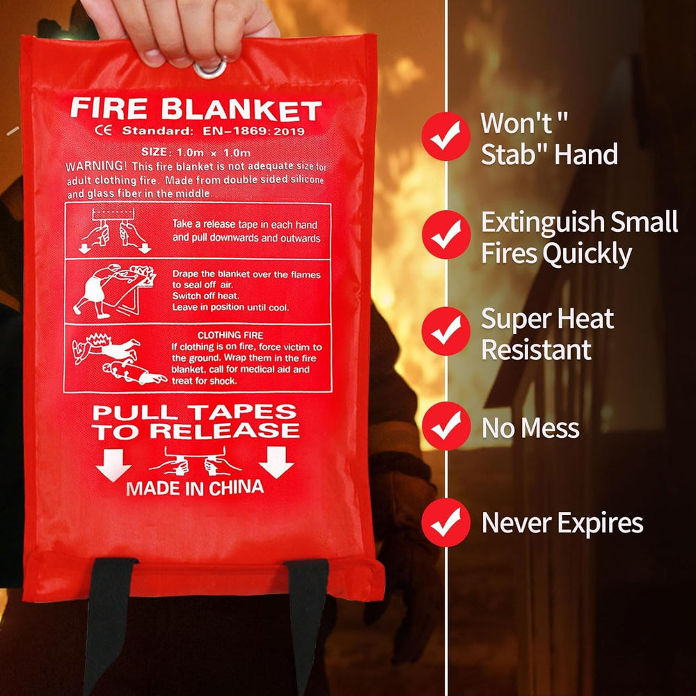 2 Pack Fire Blankets Emergency for Home, 40” x 40” Silicone-Coated Fiberglass...